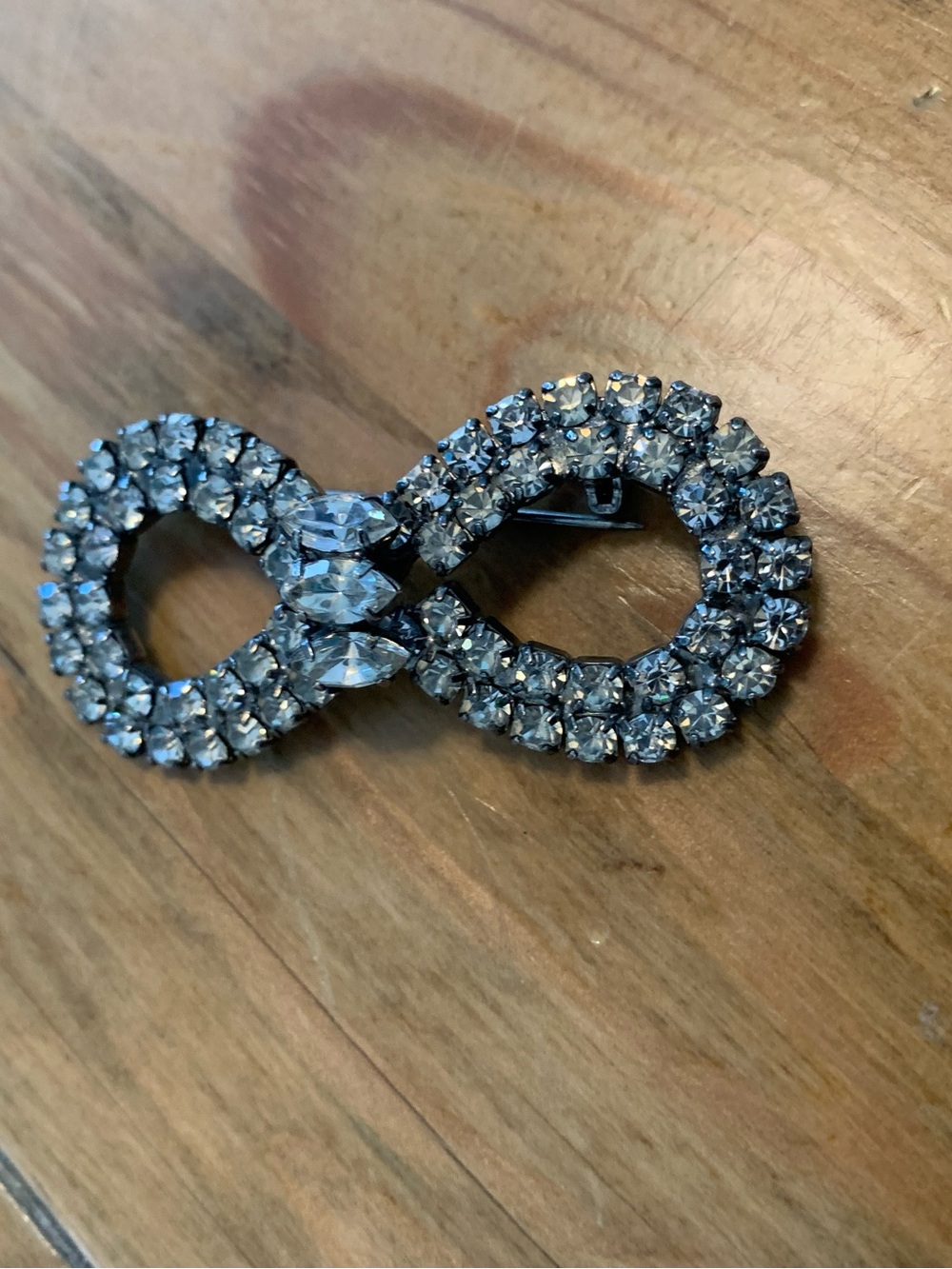 Vintage Rhinestone Brooch - Silver Tone